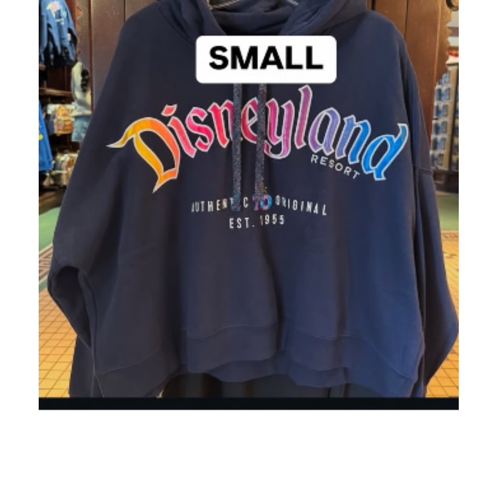 Disneyland 70th anniversary Blue Crop Sweater with Colorful Logo - Picture 2 of 2